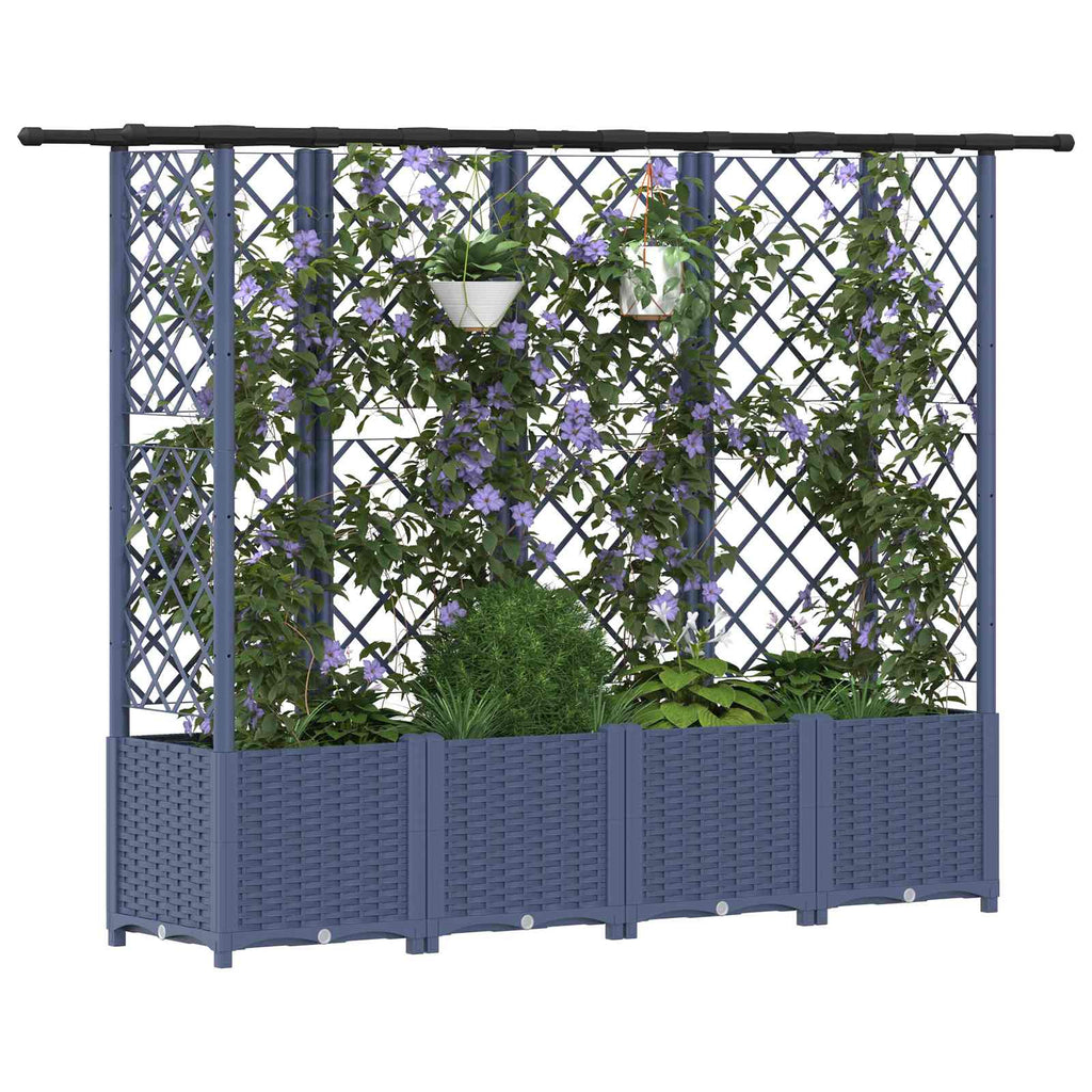 vidaXL Podniesione łóżko z kratką i dachem Szary 202 x 40 x 136 cm PP