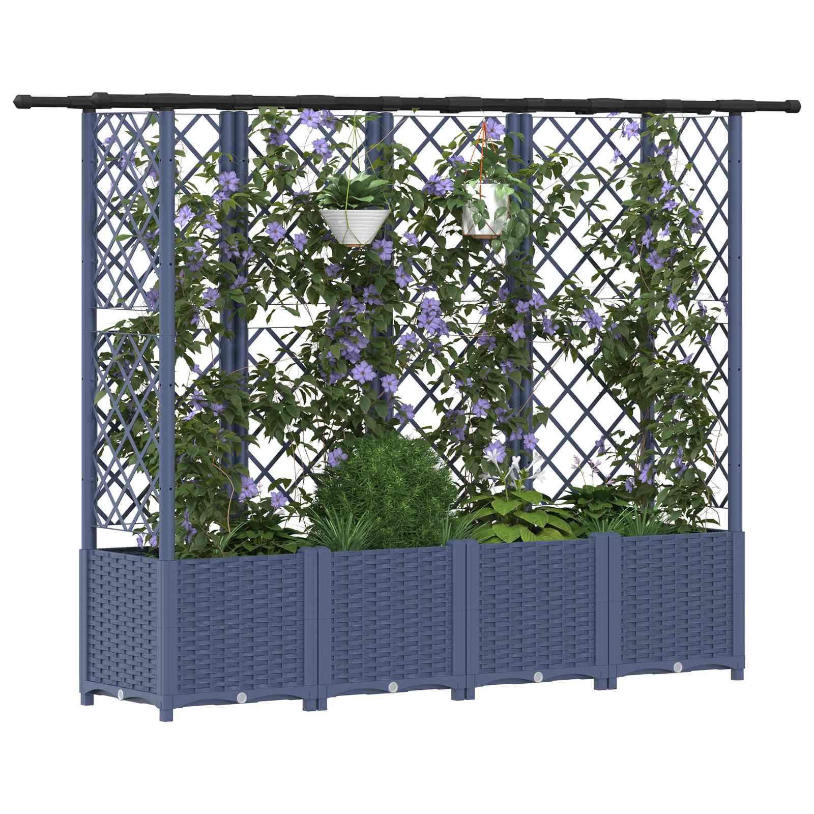 vidaXL Podniesione łóżko z kratką i dachem Szary 202 x 40 x 136 cm PP