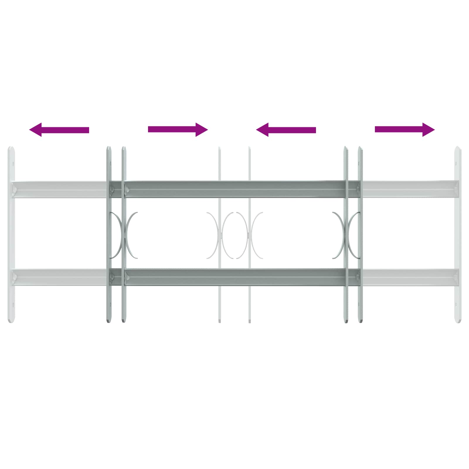 vidaXL Krata bezpieczeństwa do okien z 2 poprzeczkami 3 pcs 430-740 mm