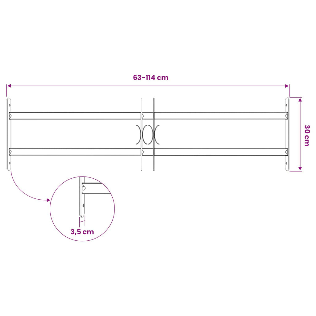 vidaXL Krata bezpieczeństwa do okien z 2 poprzeczkami 3 pcs