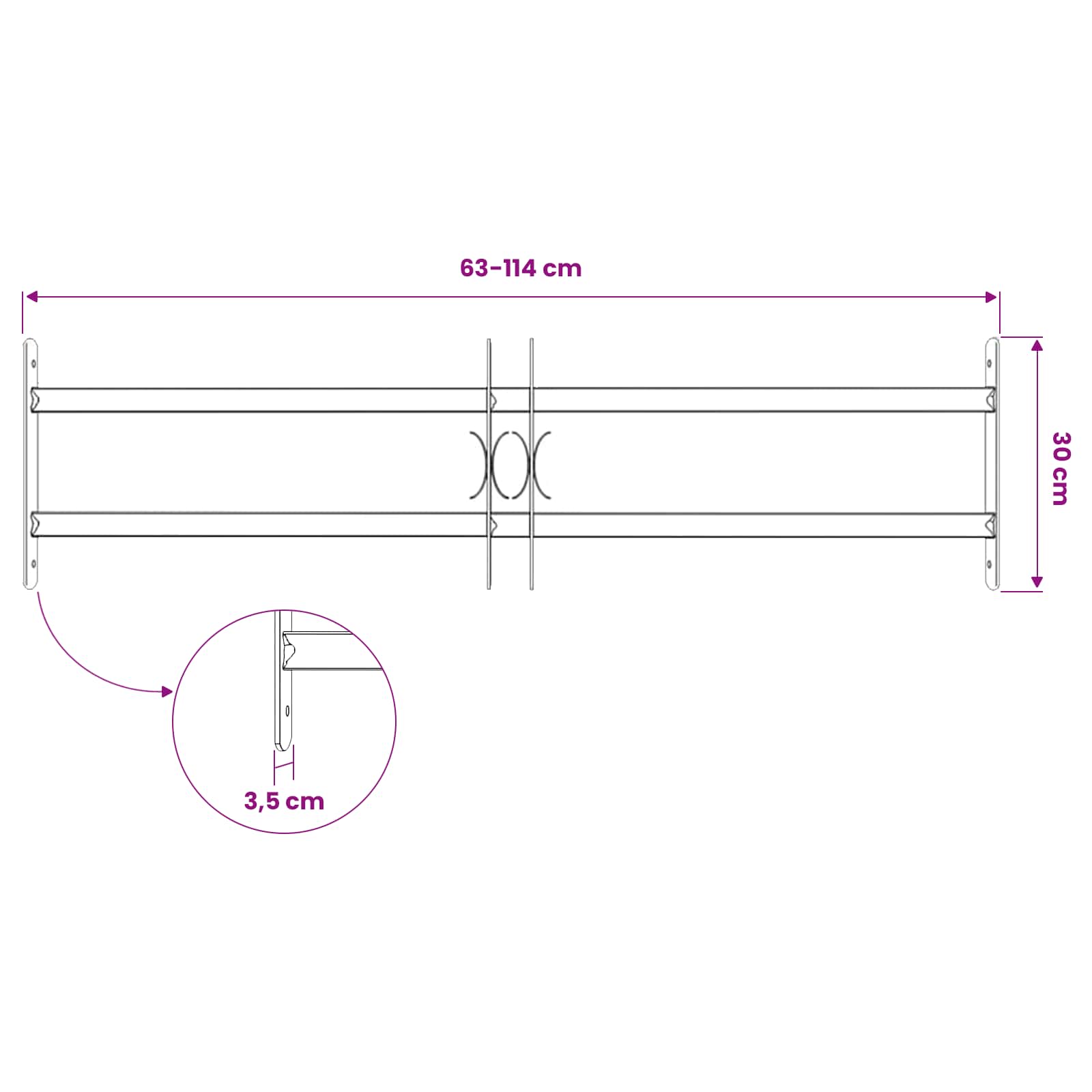 vidaXL Krata bezpieczeństwa do okien z 2 poprzeczkami 3 pcs