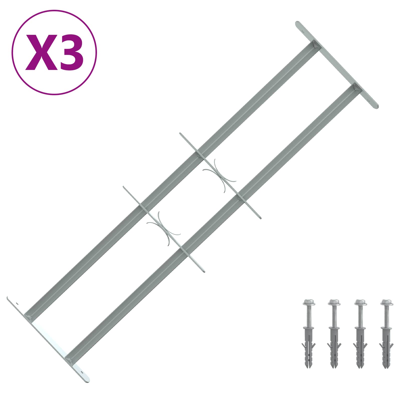 vidaXL Krata bezpieczeństwa do okien z 2 poprzeczkami 3 pcs