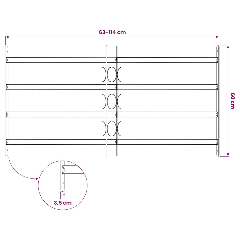 vidaXL Krata zabezpieczająca do okien z 4 poprzeczkami 3 pcs