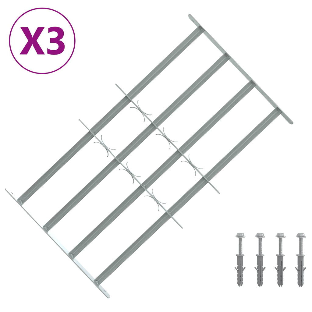 vidaXL Krata zabezpieczająca do okien z 4 poprzeczkami 3 pcs