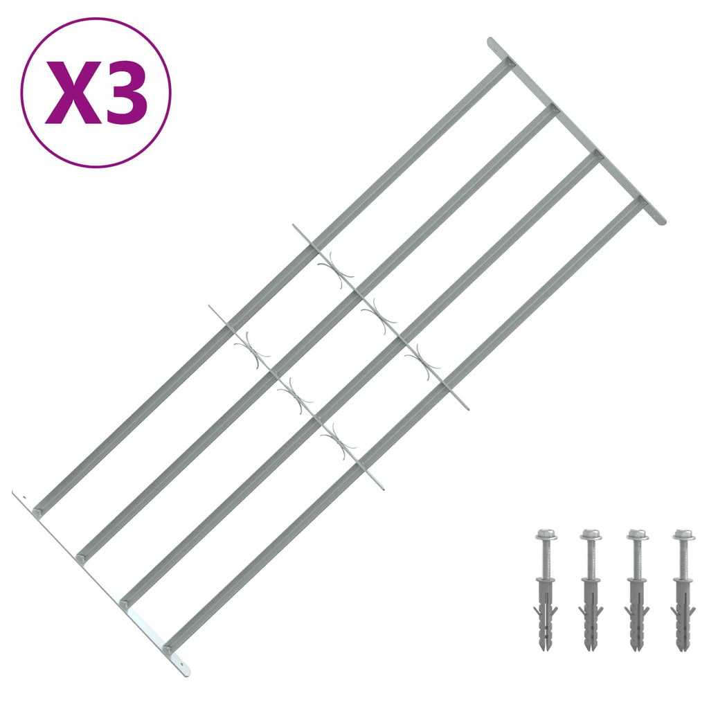 vidaXL Krata zabezpieczająca do okien z 4 poprzeczkami 3 pcs
