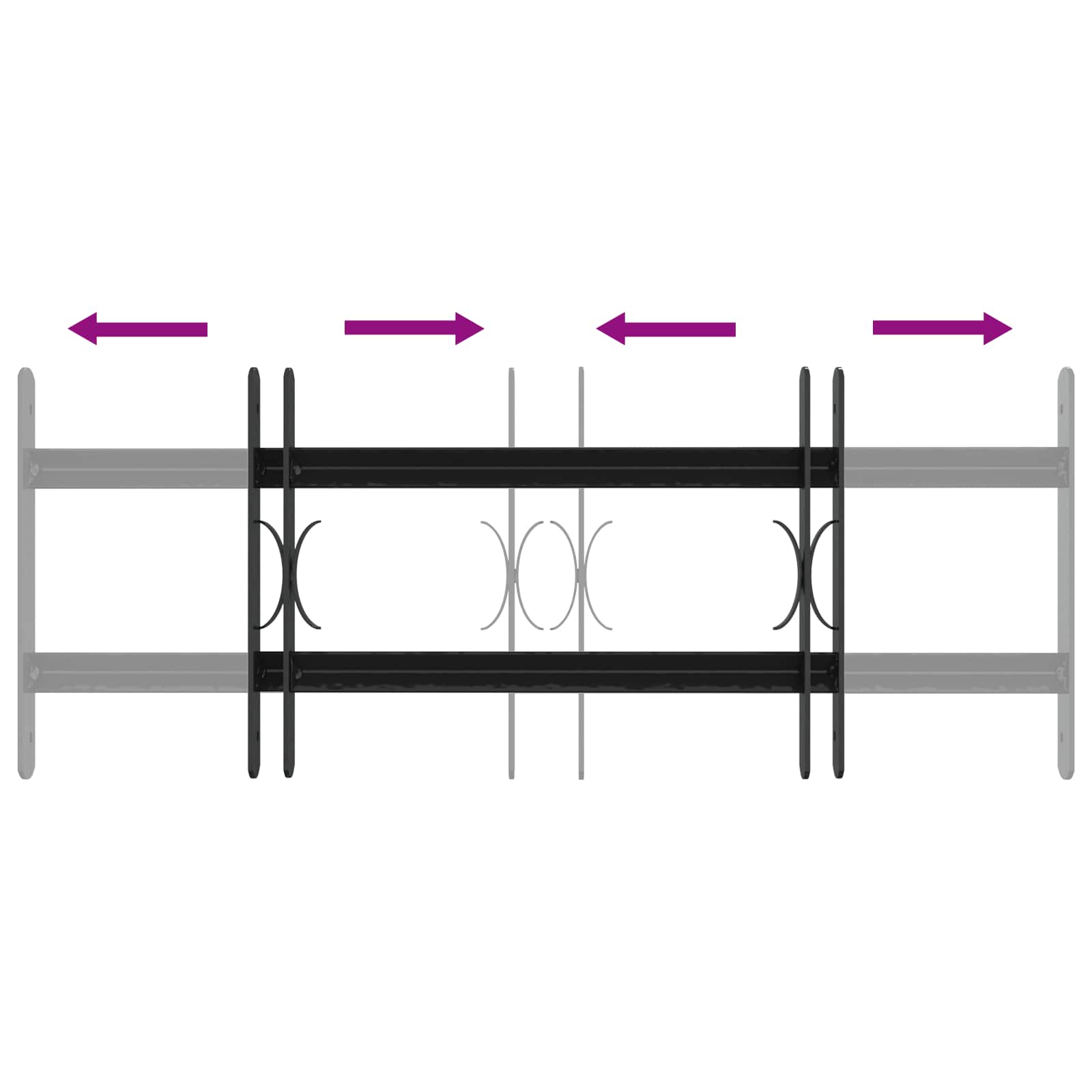 vidaXL Krata bezpieczeństwa do okien z 2 poprzeczkami 3 pcs 43-74 cm