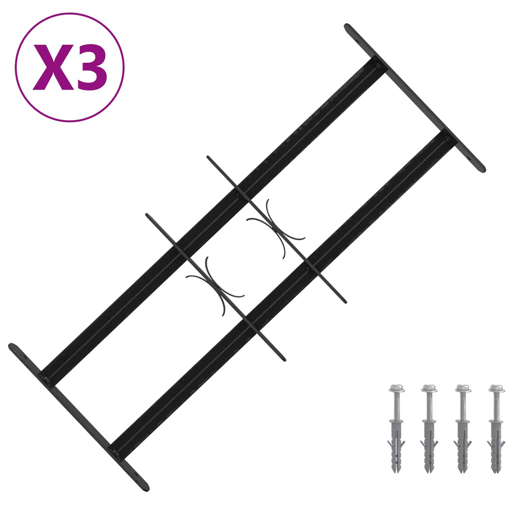 vidaXL Krata bezpieczeństwa do okien z 2 poprzeczkami 3 pcs 43-74 cm