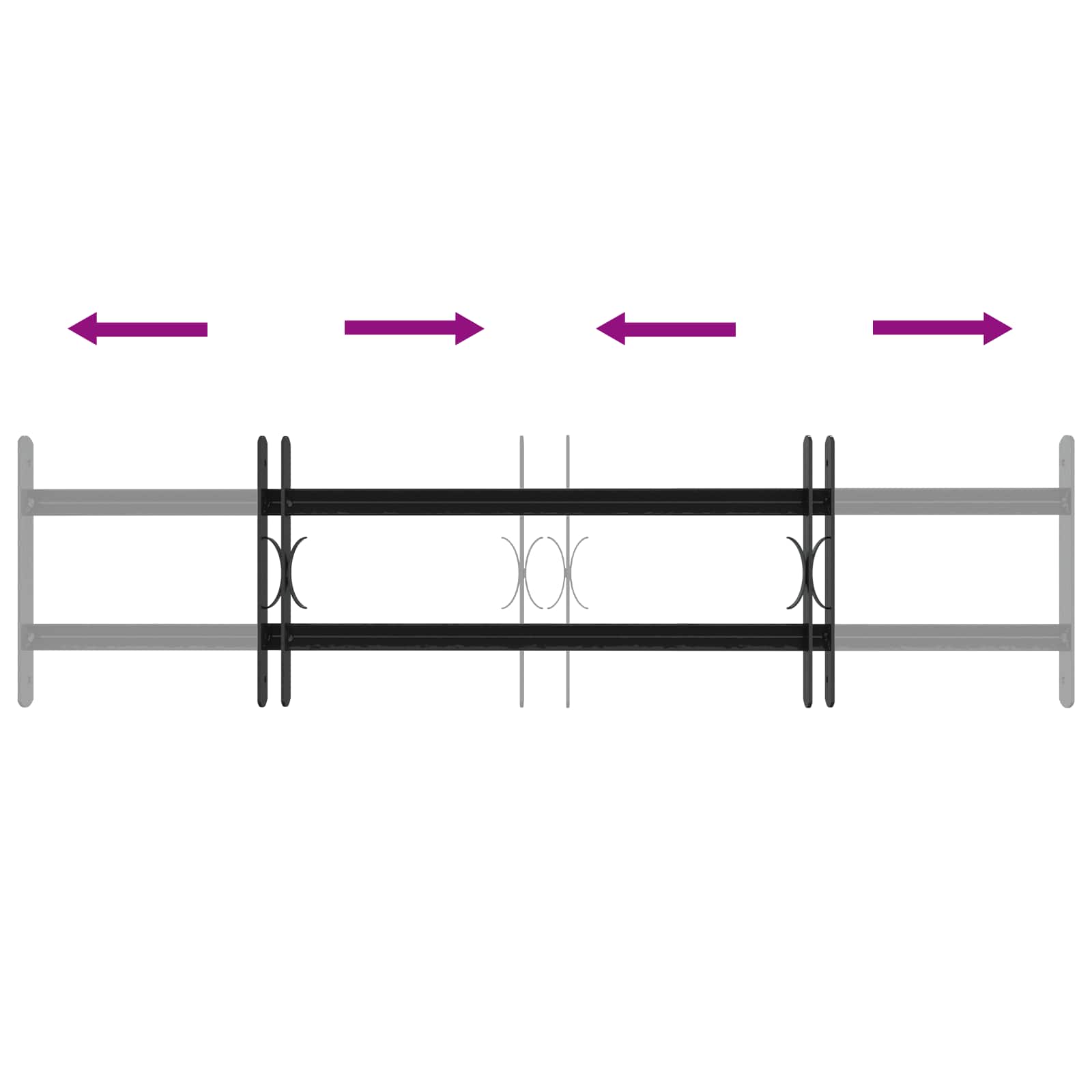 vidaXL Krata bezpieczeństwa do okien z 2 poprzeczkami 3 pcs 63-114 cm