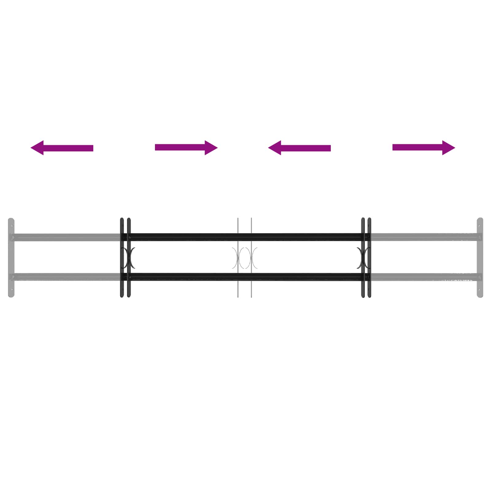 vidaXL Krata bezpieczeństwa do okien z 2 poprzeczkami 3 pcs 93-174 cm