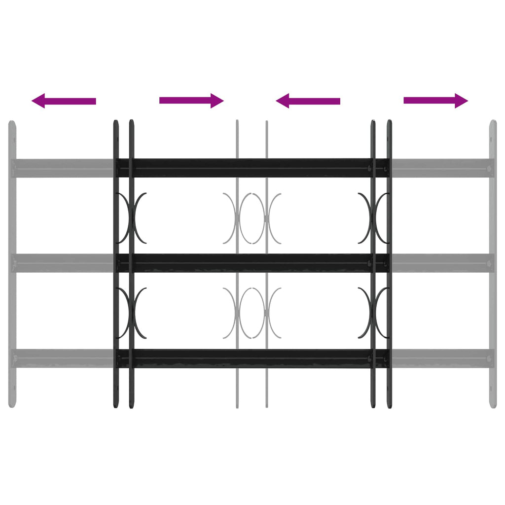 vidaXL Krata zabezpieczająca do okien z 3 poprzeczkami 3 pcs 43-74 cm