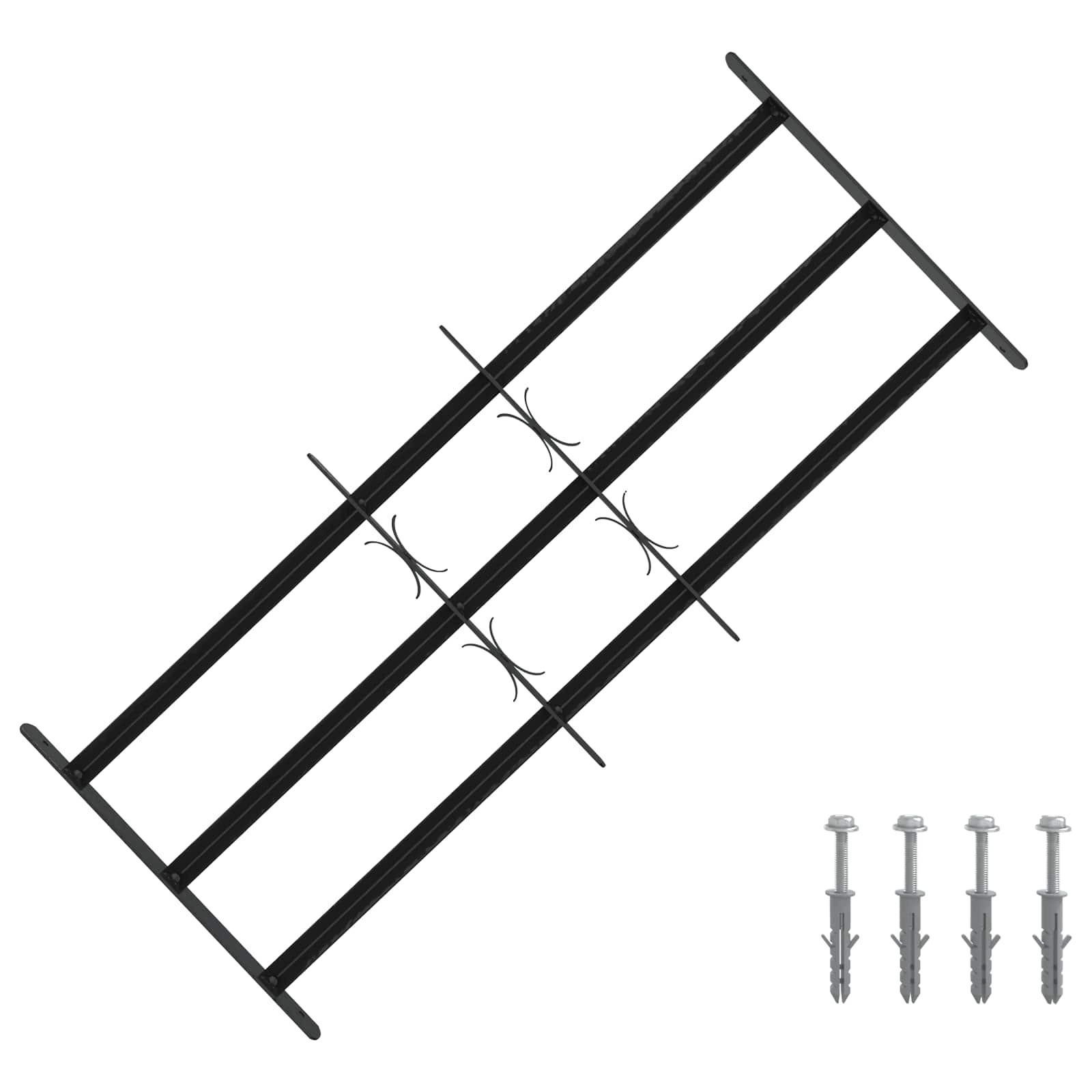 vidaXL Krata zabezpieczająca do okien z 3 poprzeczkami 3 pcs 63-114 cm