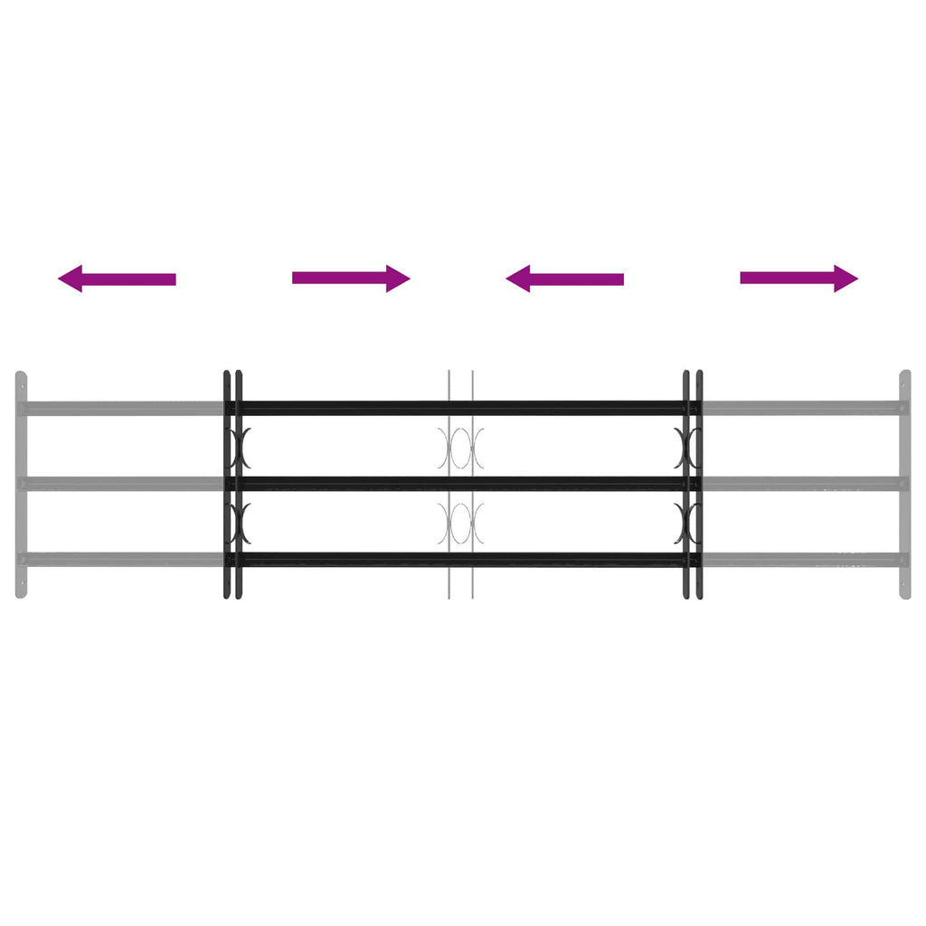 vidaXL Krata zabezpieczająca do okien z 3 poprzeczkami 3 pcs 93-174 cm