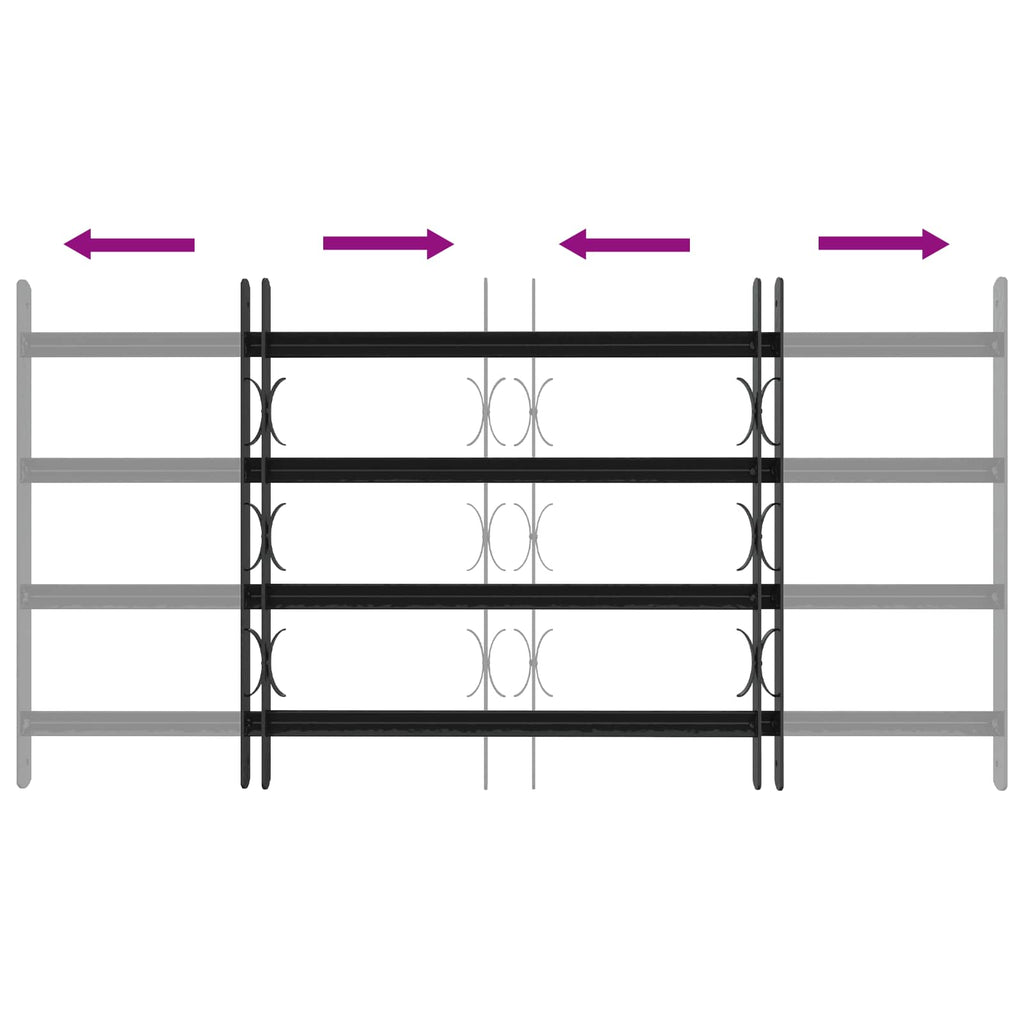vidaXL Krata zabezpieczająca do okien z 4 poprzeczkami 3 pcs 63-114 cm