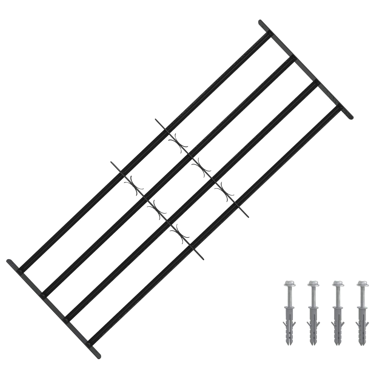 vidaXL Krata zabezpieczająca do okien z 4 poprzeczkami 3 pcs 93-174 cm