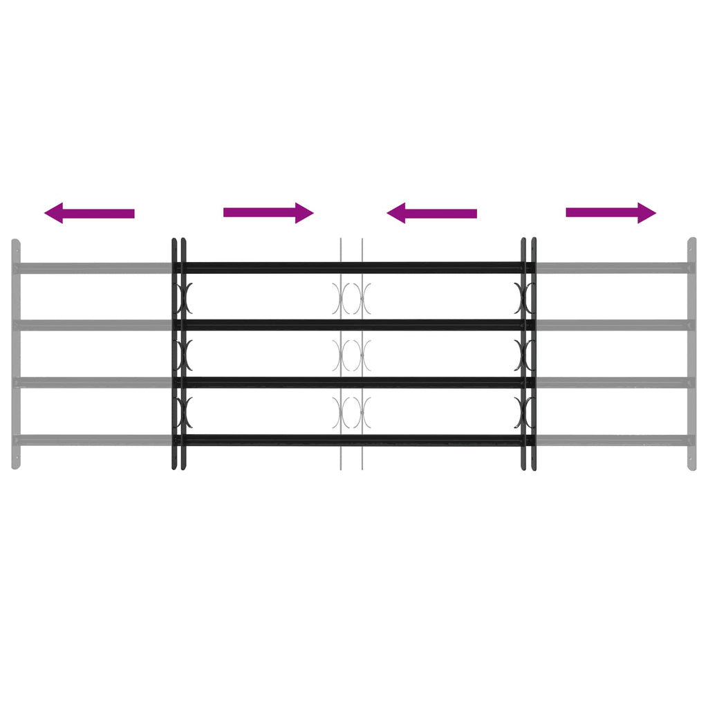 vidaXL Krata zabezpieczająca do okien z 4 poprzeczkami 3 pcs 93-174 cm