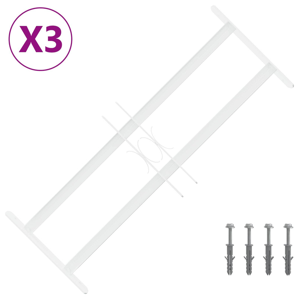 vidaXL Krata bezpieczeństwa do okien z 2 poprzeczkami 3 pcs 43-74 cm