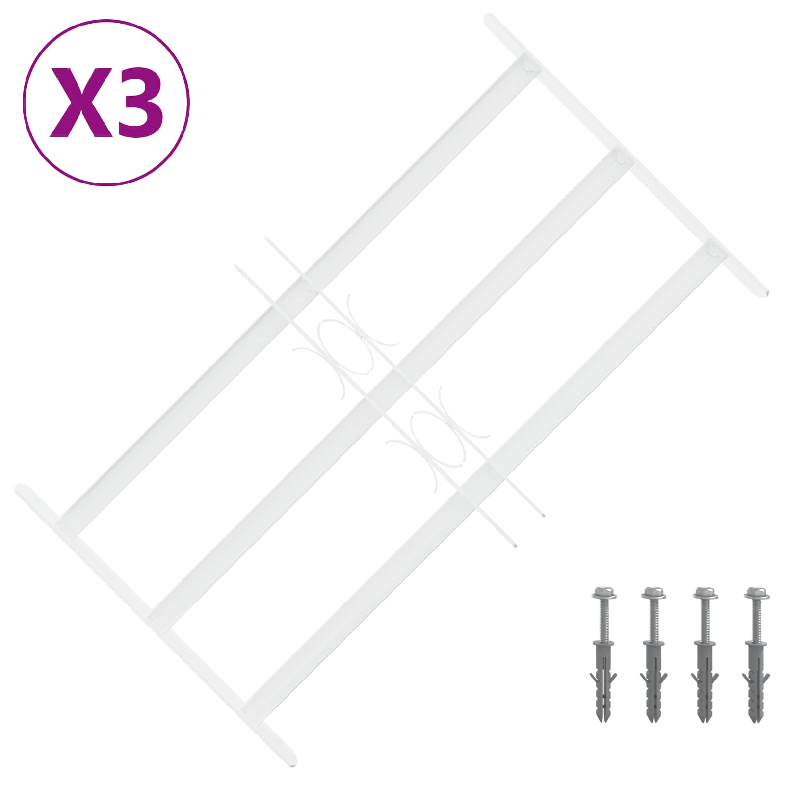 vidaXL Krata zabezpieczająca do okien z 3 poprzeczkami 3 pcs 43-74 cm