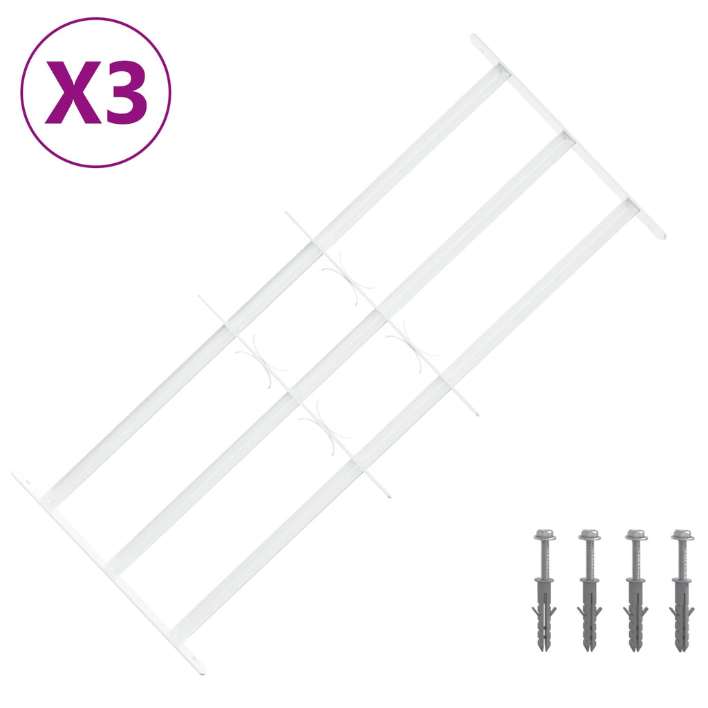 vidaXL Krata zabezpieczająca do okien z 3 poprzeczkami 3 pcs 63-114 cm
