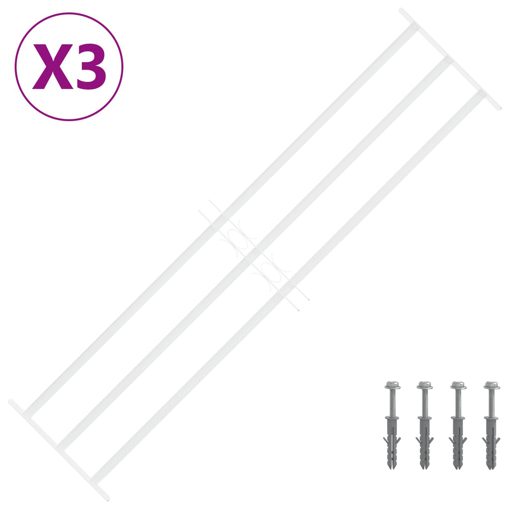 vidaXL Krata zabezpieczająca do okien z 3 poprzeczkami 3 pcs 93-174 cm