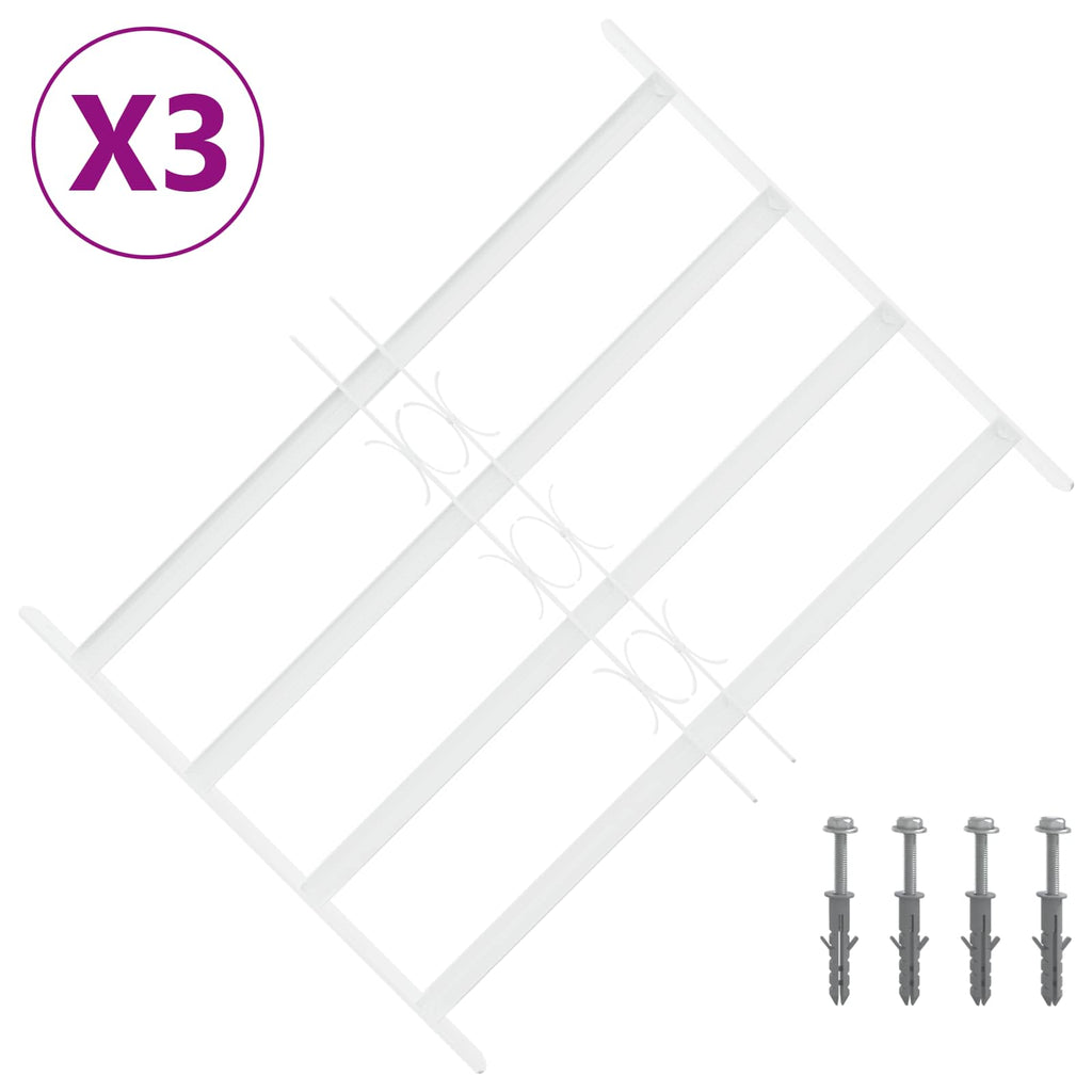 vidaXL Krata zabezpieczająca do okien z 4 poprzeczkami 3 pcs 43-74 cm