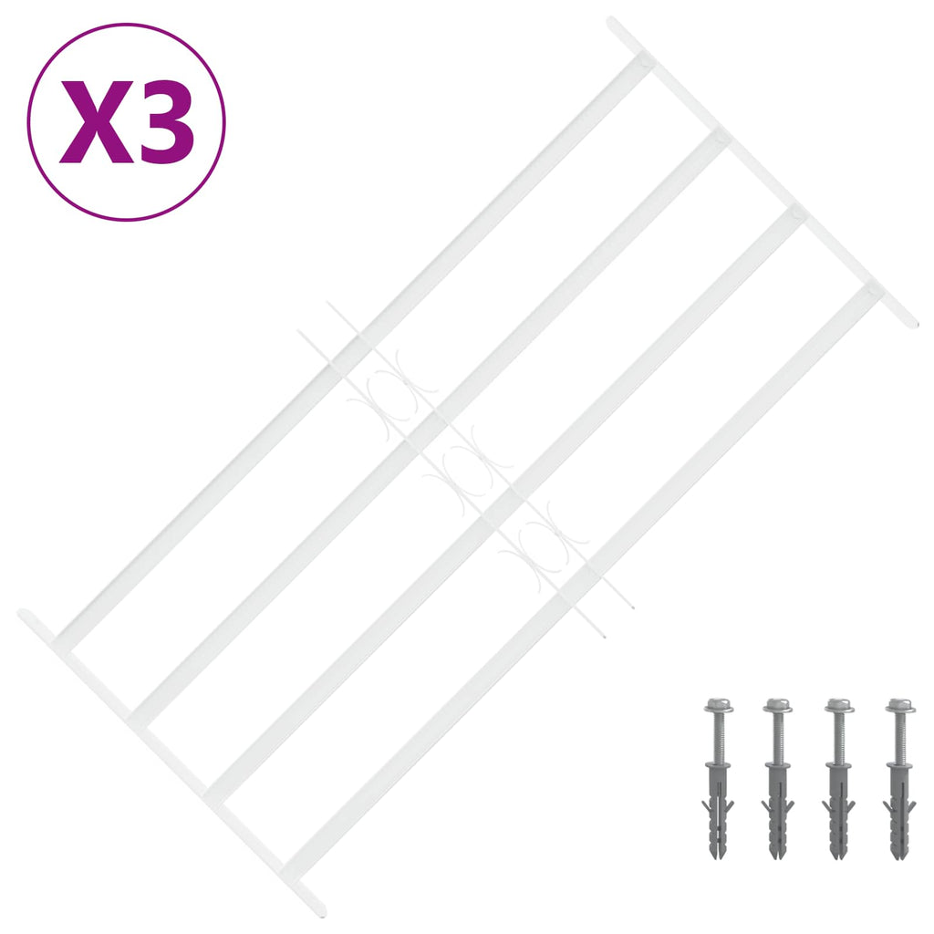 vidaXL Krata zabezpieczająca do okien z 4 poprzeczkami 3 pcs 63-114 cm