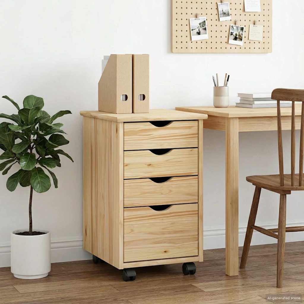 vidaXL Rolkowa szafka Brązowy 34 x 39 x 56 cm Lite drewno sosnowe