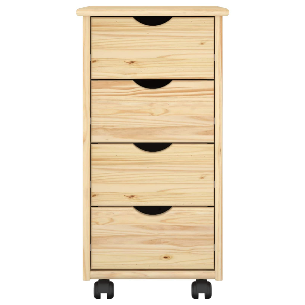 vidaXL Rolkowa szafka Brązowy 65,5 x 34 x 39 cm Lite drewno sosnowe