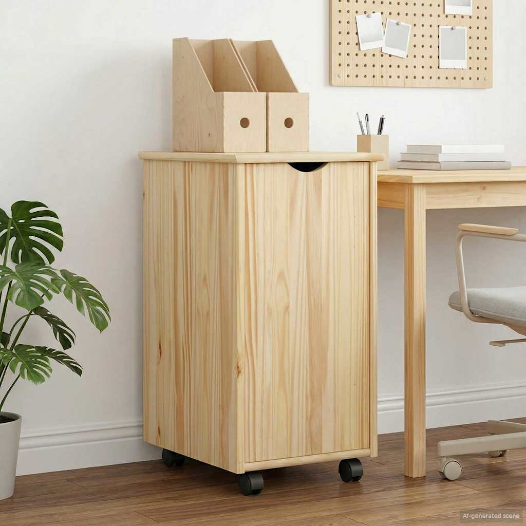vidaXL Rolkowa szafka Brązowy 34 x 39 x 65,5 cm Lite drewno sosnowe