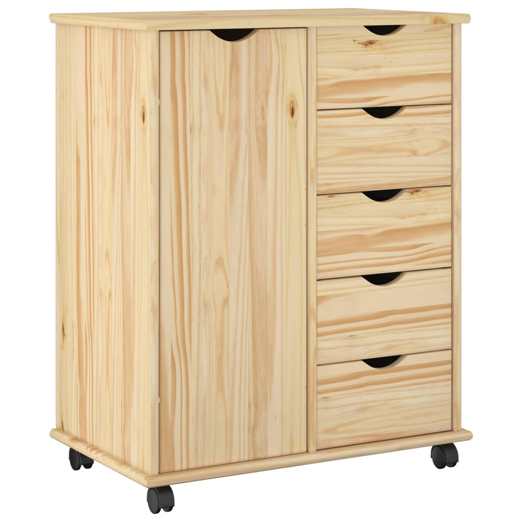 vidaXL Rolkowa szafka Brązowy 63,5 x 39 x 79 cm Lite drewno sosnowe