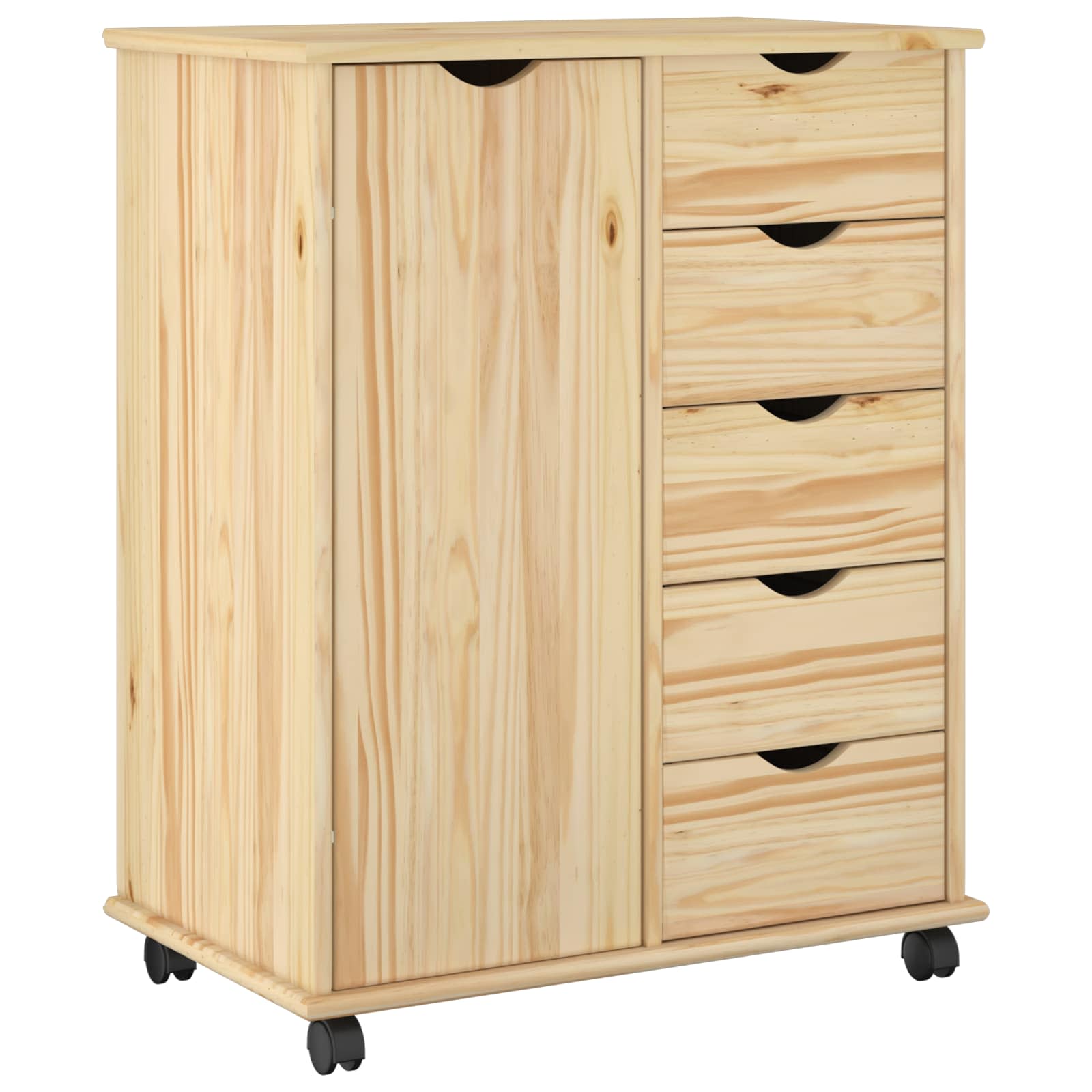 vidaXL Rolkowa szafka Brązowy 63,5 x 39 x 79 cm Lite drewno sosnowe