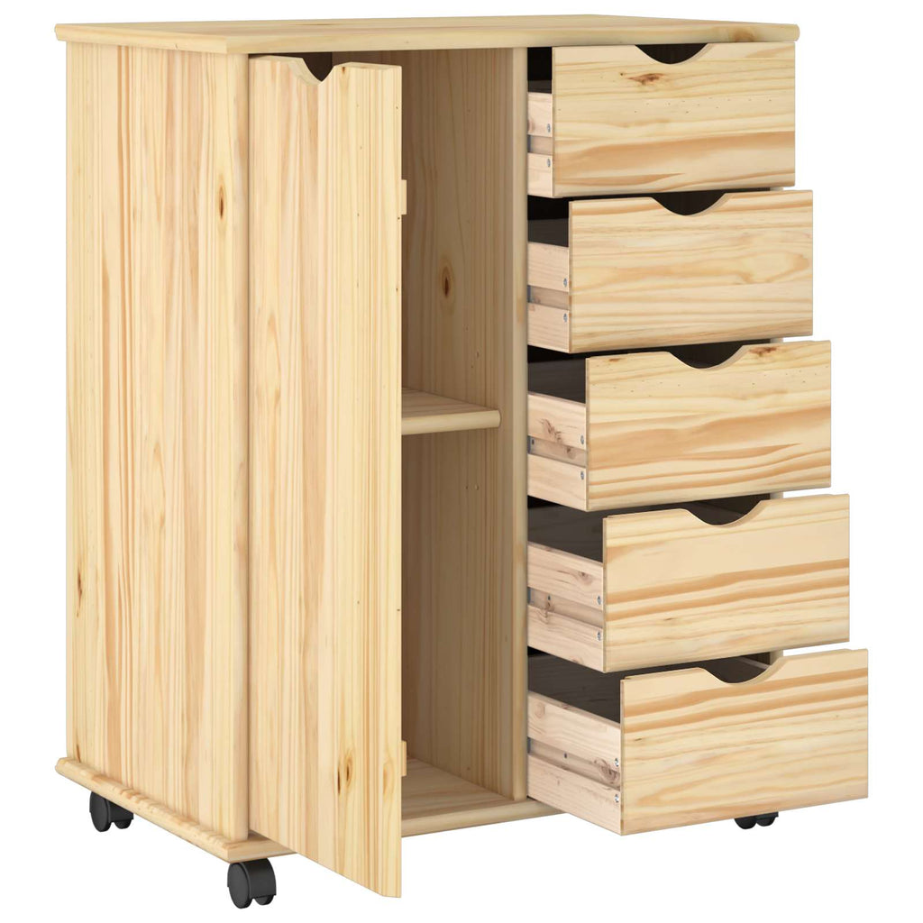 vidaXL Rolkowa szafka Brązowy 63,5 x 39 x 79 cm Lite drewno sosnowe