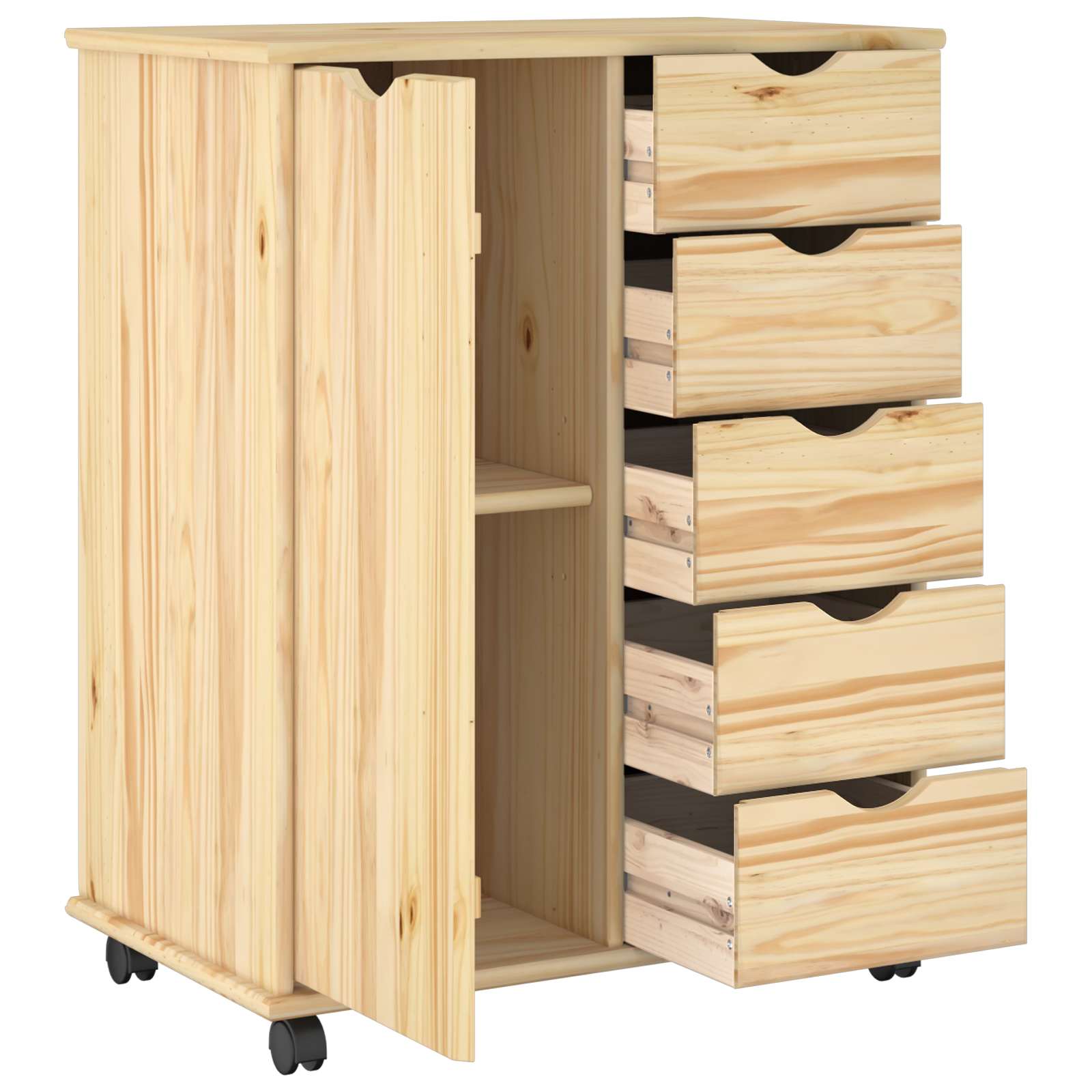 vidaXL Rolkowa szafka Brązowy 63,5 x 39 x 79 cm Lite drewno sosnowe