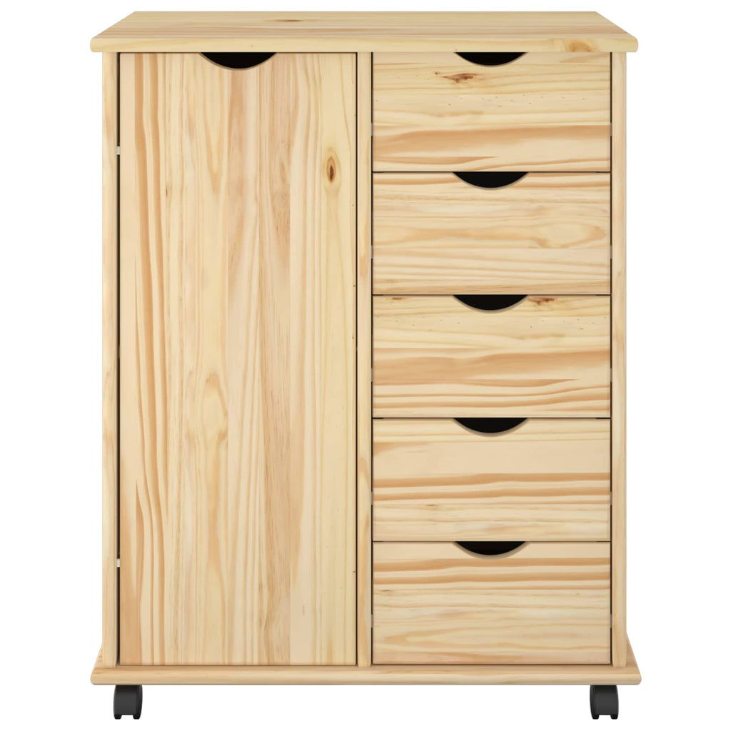 vidaXL Rolkowa szafka Brązowy 63,5 x 39 x 79 cm Lite drewno sosnowe