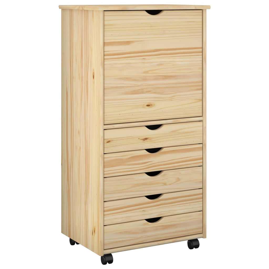 vidaXL Rolkowa szafka Brązowy 53 x 39 x 103 cm Lite drewno sosnowe