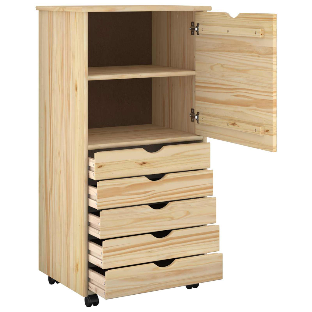 vidaXL Rolkowa szafka Brązowy 53 x 39 x 103 cm Lite drewno sosnowe