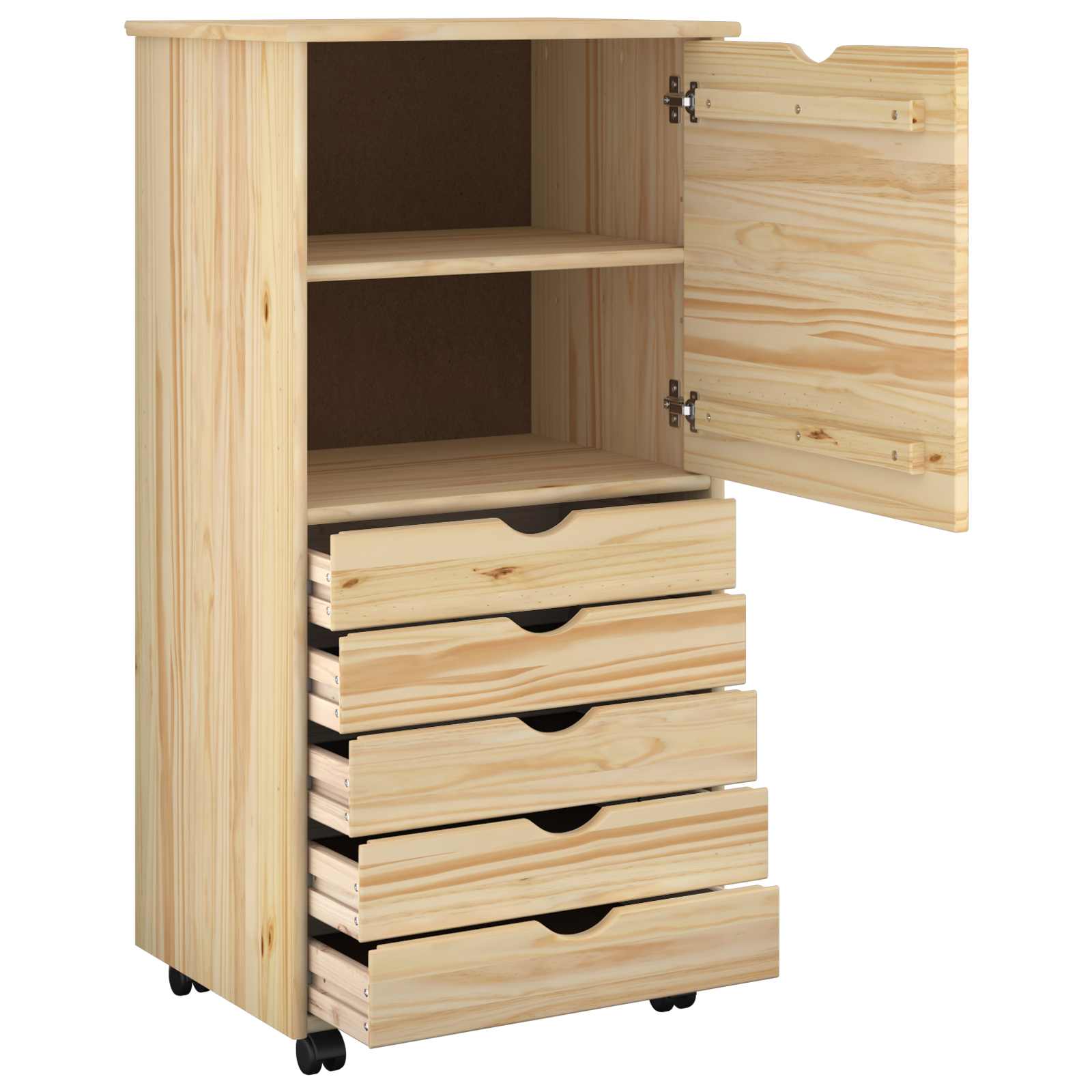 vidaXL Rolkowa szafka Brązowy 53 x 39 x 103 cm Lite drewno sosnowe