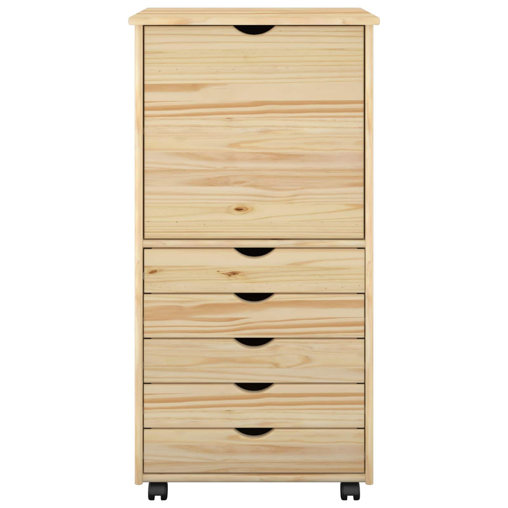 vidaXL Rolkowa szafka Brązowy 53 x 39 x 103 cm Lite drewno sosnowe