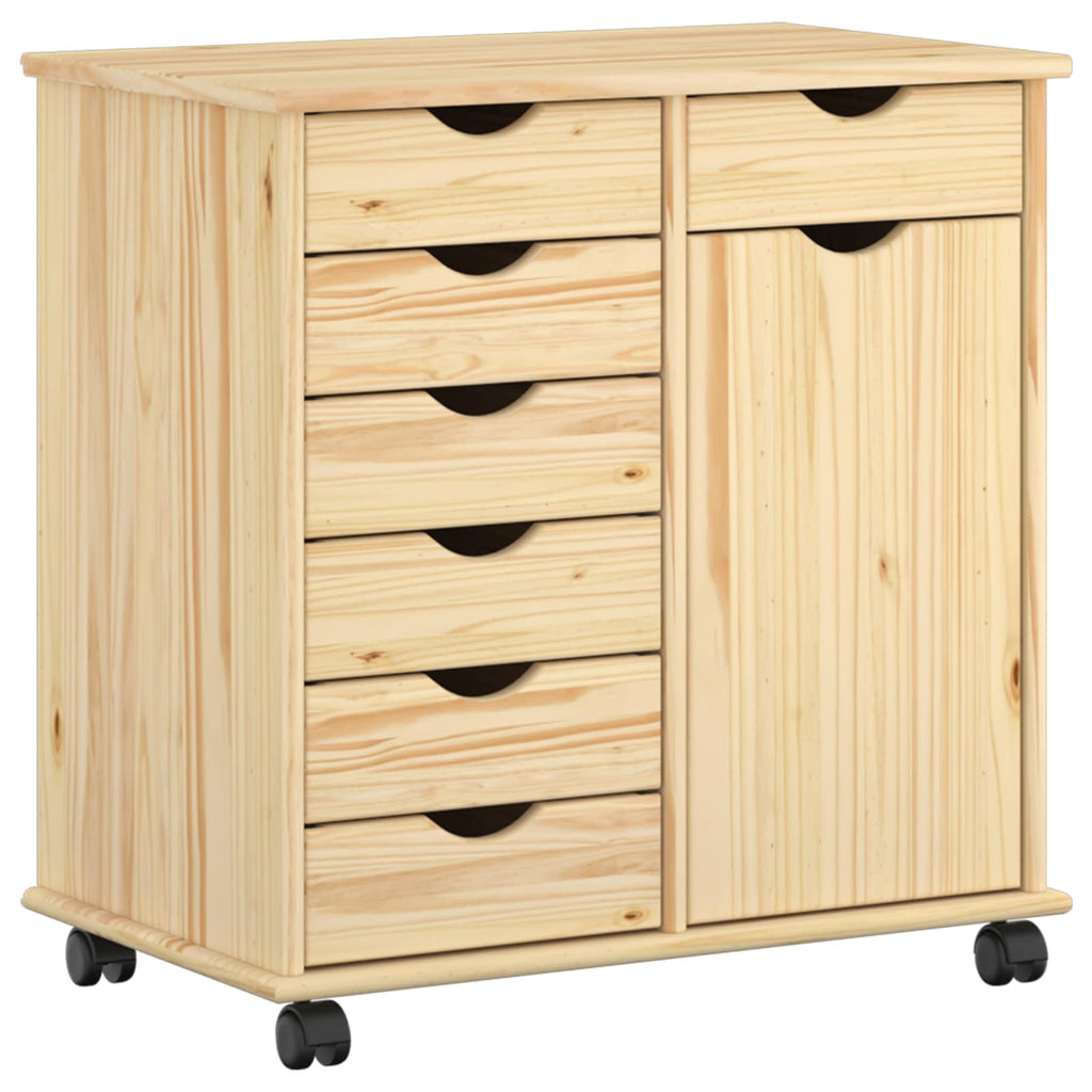 vidaXL Rolkowa szafka Brązowy 63,5 x 39 x 65,5 cm Lite drewno sosnowe