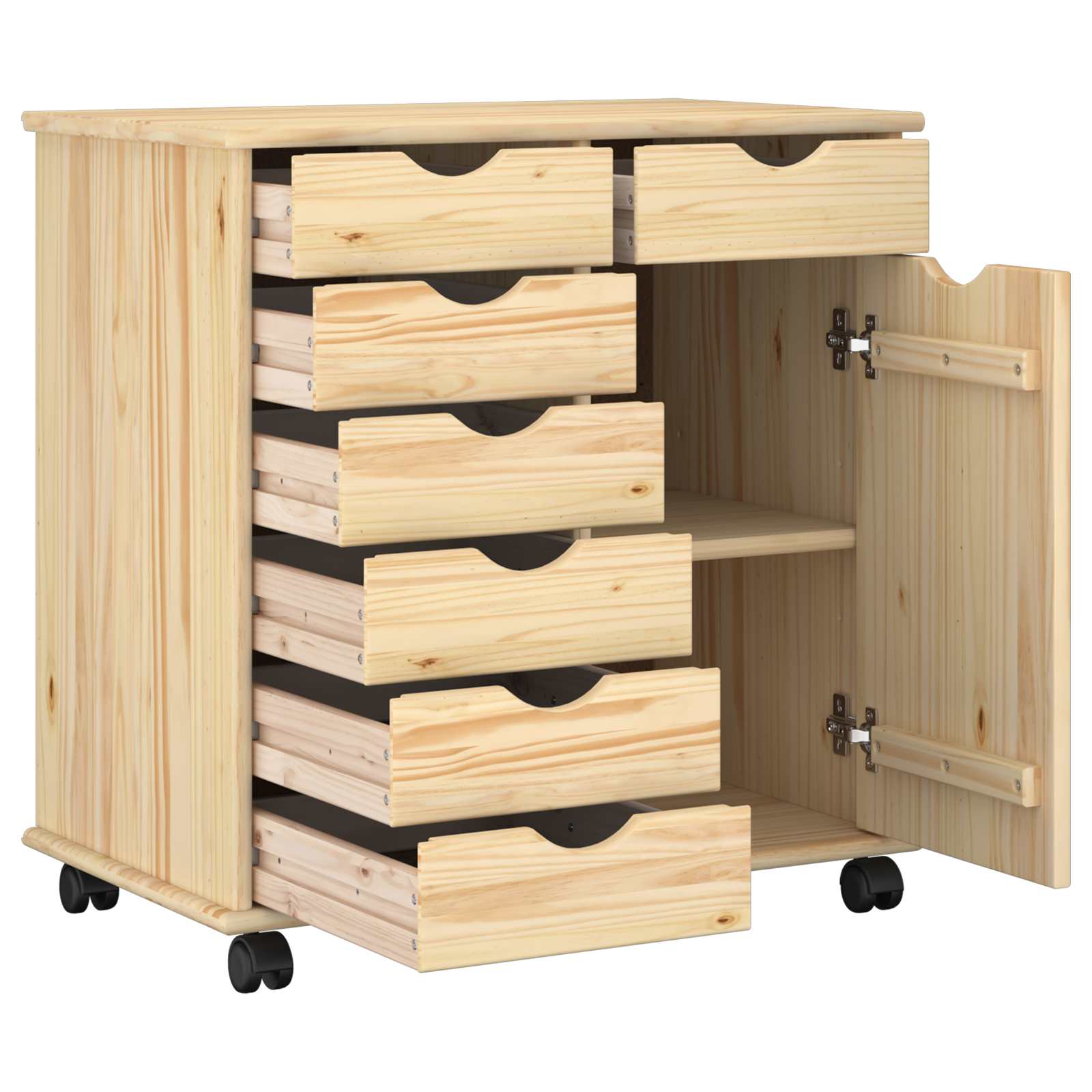 vidaXL Rolkowa szafka Brązowy 63,5 x 39 x 65,5 cm Lite drewno sosnowe