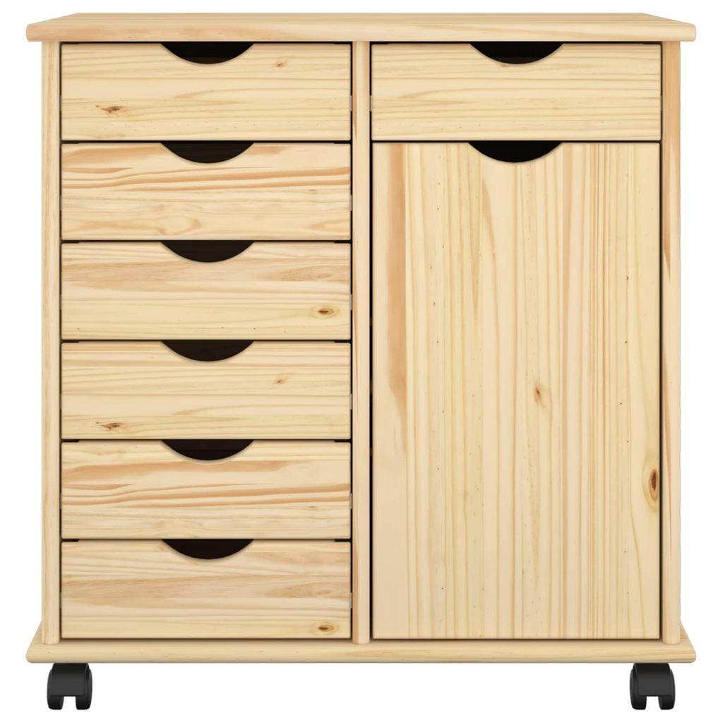 vidaXL Rolkowa szafka Brązowy 63,5 x 39 x 65,5 cm Lite drewno sosnowe