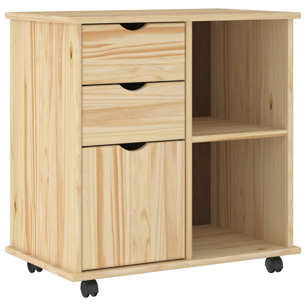 vidaXL Rolkowa szafka Brązowy 63,5 x 39 x 65,5 cm Lite drewno sosnowe