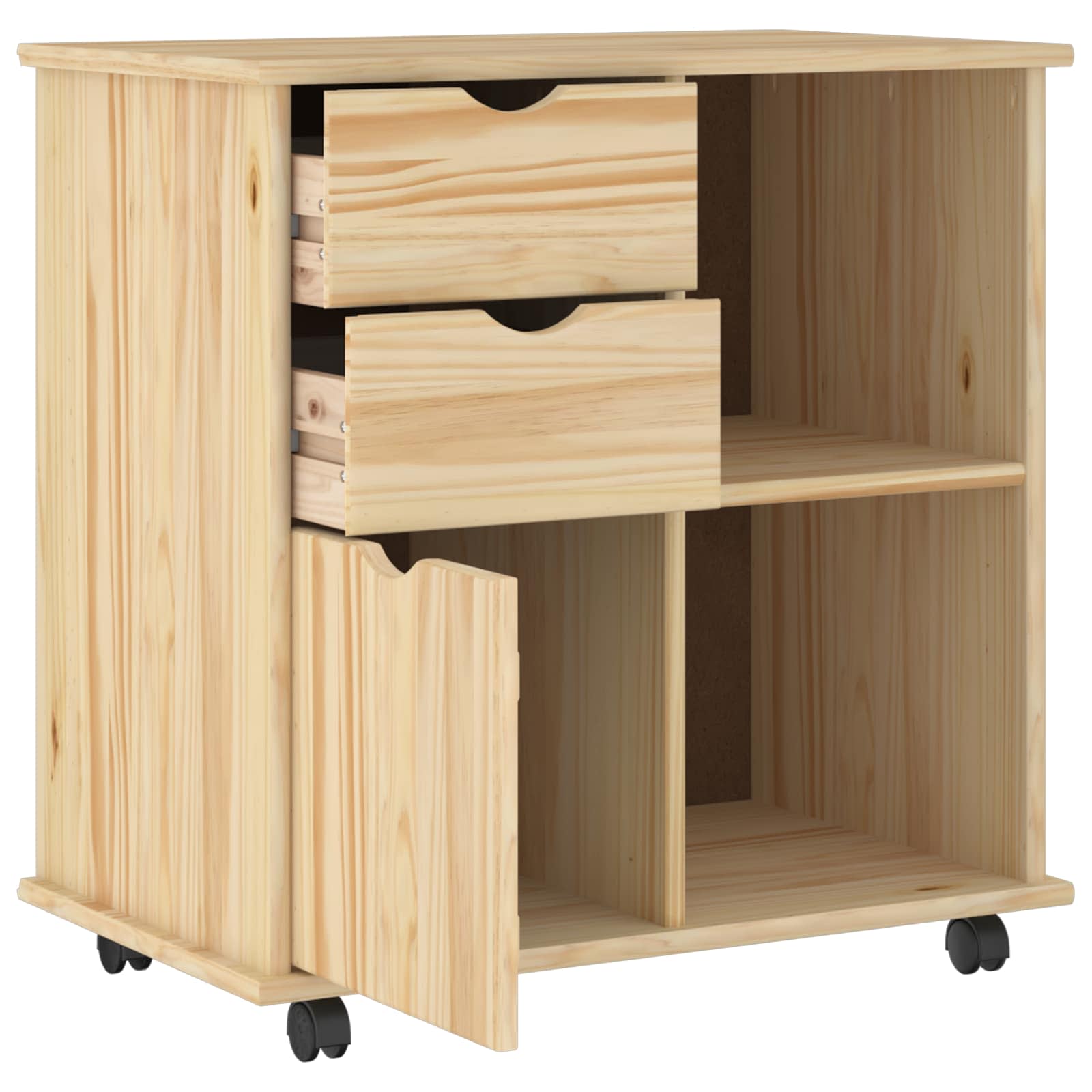 vidaXL Rolkowa szafka Brązowy 63,5 x 39 x 65,5 cm Lite drewno sosnowe