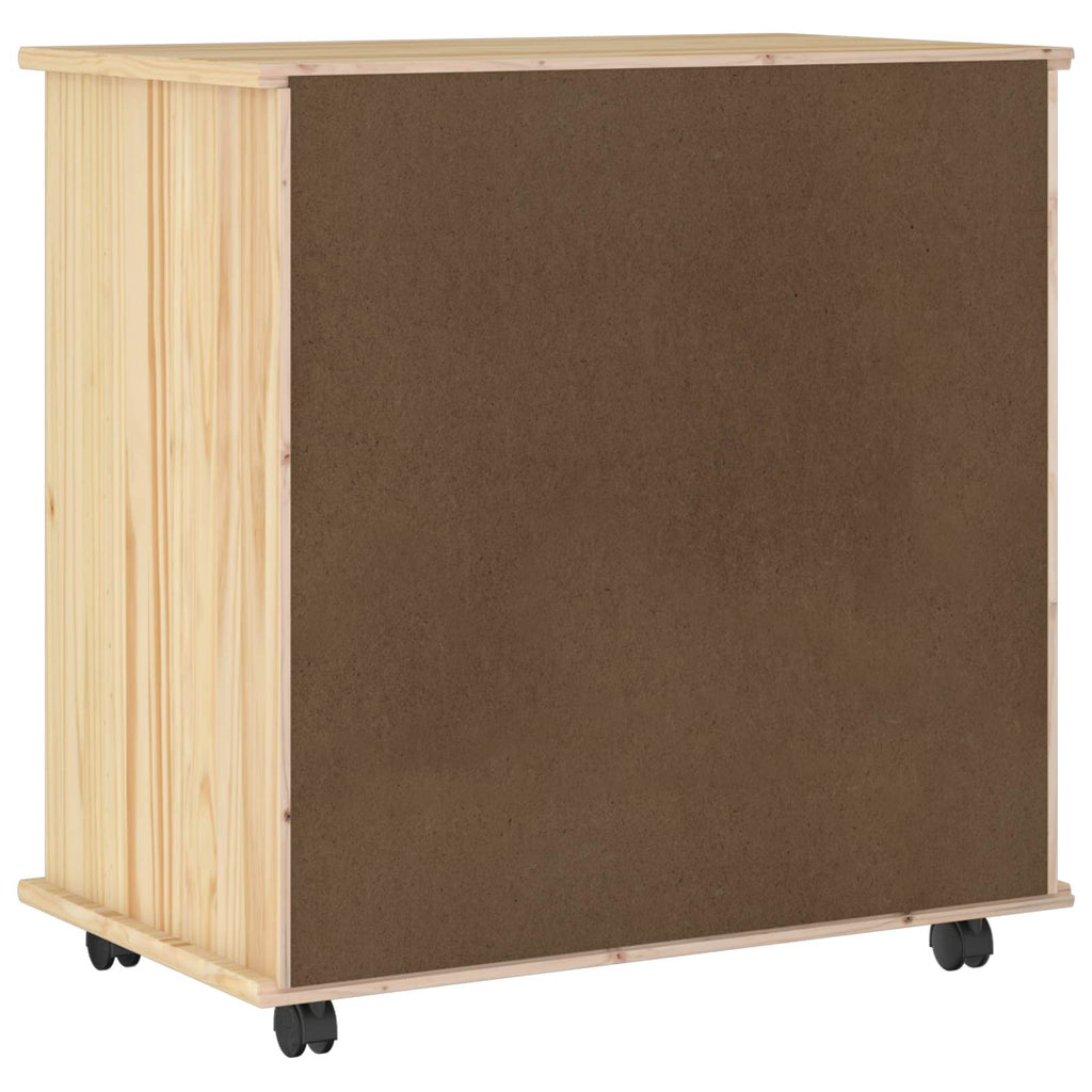vidaXL Rolkowa szafka Brązowy 63,5 x 39 x 65,5 cm Lite drewno sosnowe