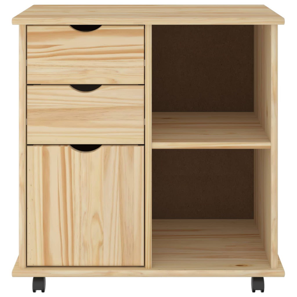 vidaXL Rolkowa szafka Brązowy 63,5 x 39 x 65,5 cm Lite drewno sosnowe