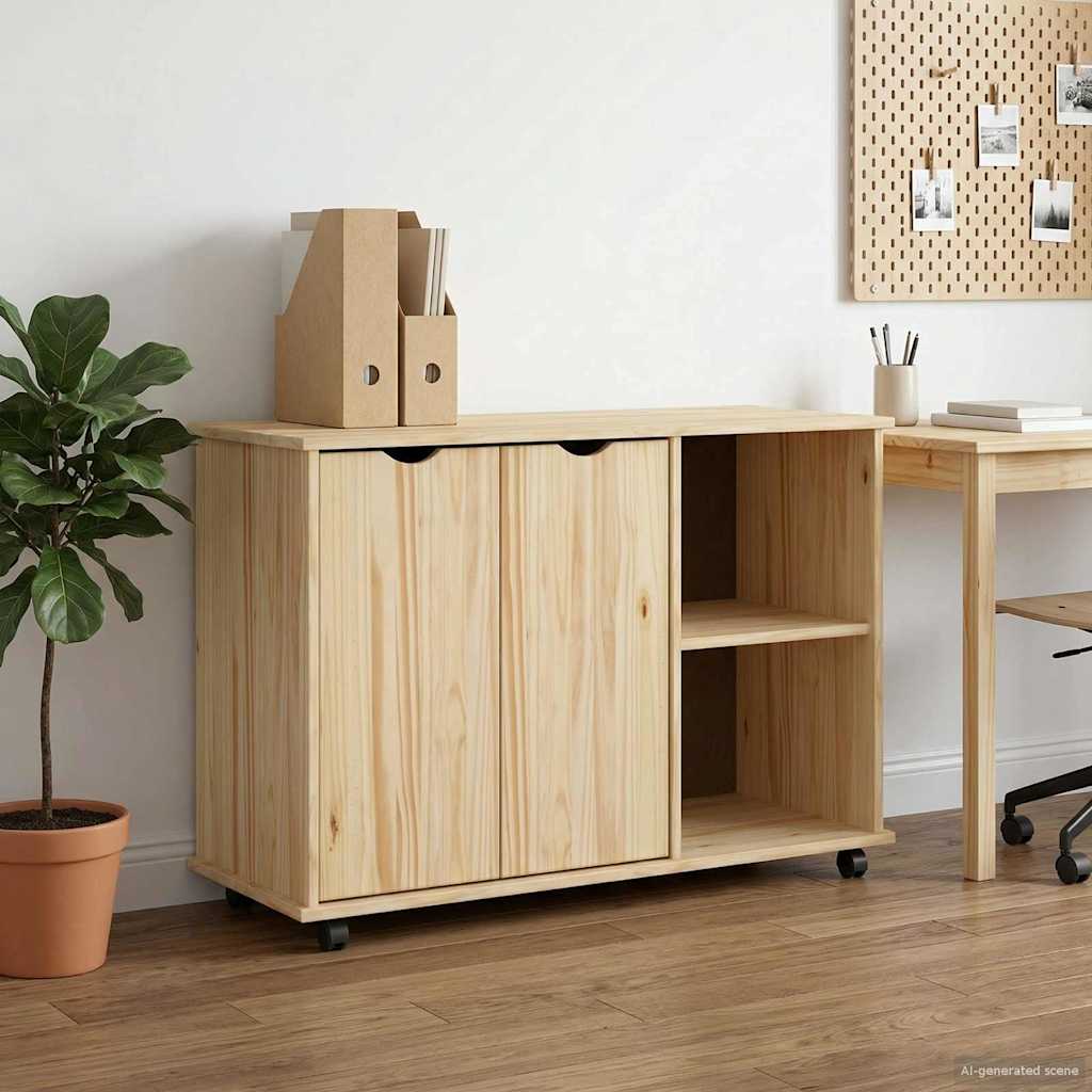 vidaXL Rolkowa szafka Brązowy 100 x 39 x 65,5 cm Lite drewno sosnowe