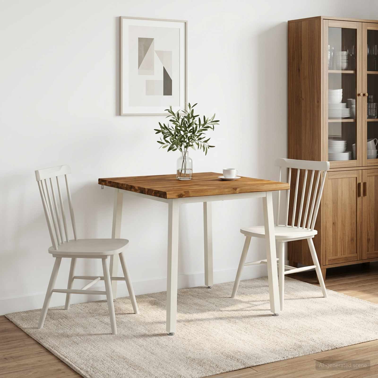 vidaXL 70 x 70 x 75 cm Lite Drewno Akacji Naturalne i białe Kwadrat