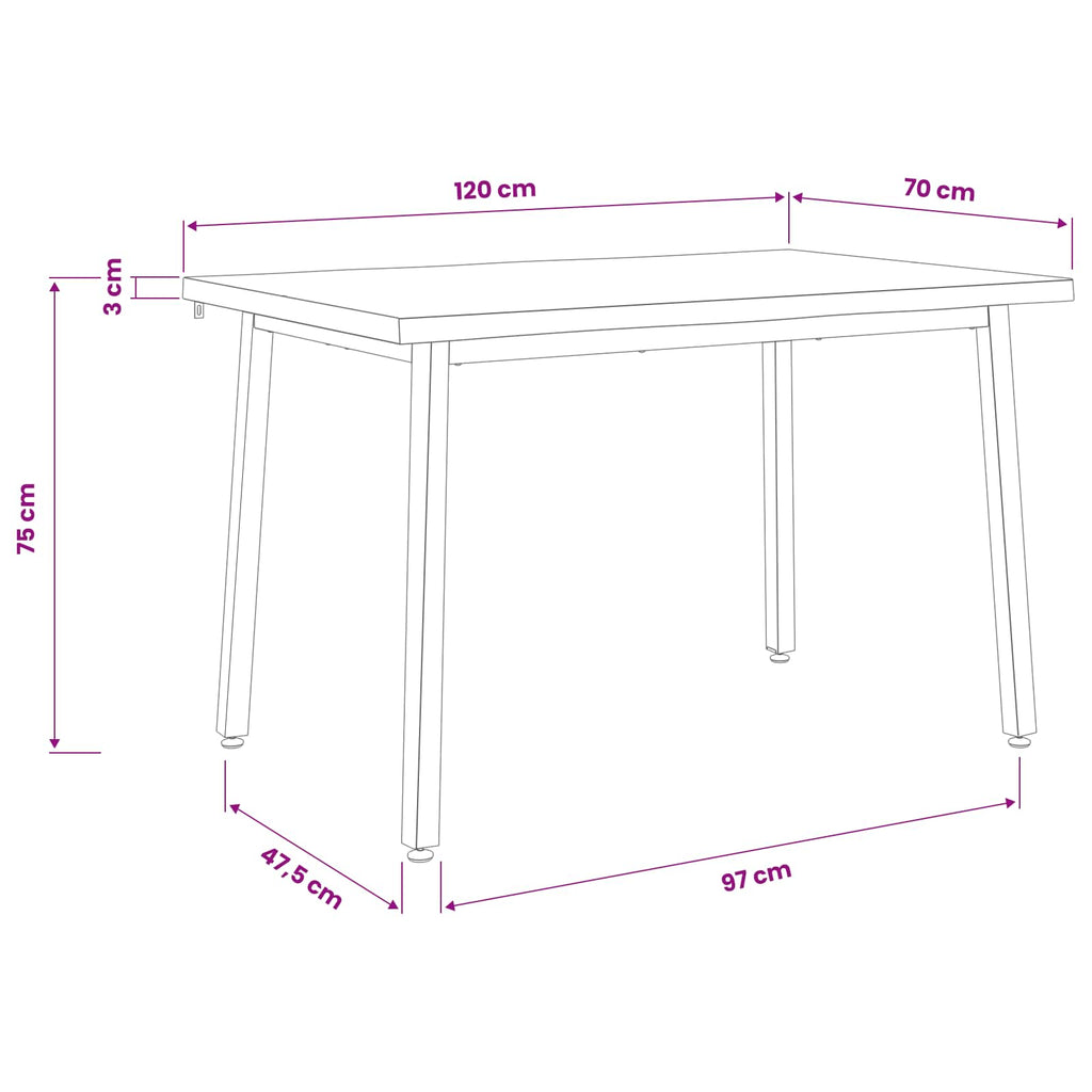 vidaXL 120 x 70 x 75 cm Lite Drewno Akacji Biały Prostokątny