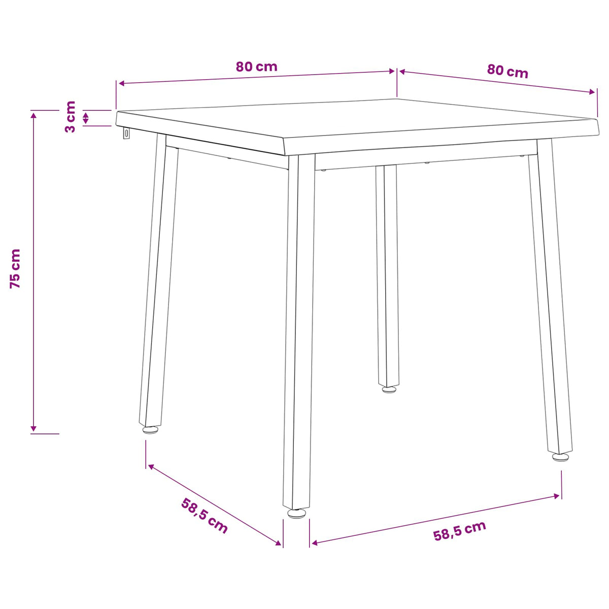 vidaXL 80 x 80 x 75 cm Lite Drewno Akacji Ciemnobrązowy i Biały
