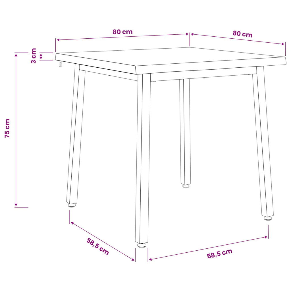vidaXL 80 x 80 x 75 cm Lite Drewno Akacji Naturalne i białe Kwadrat