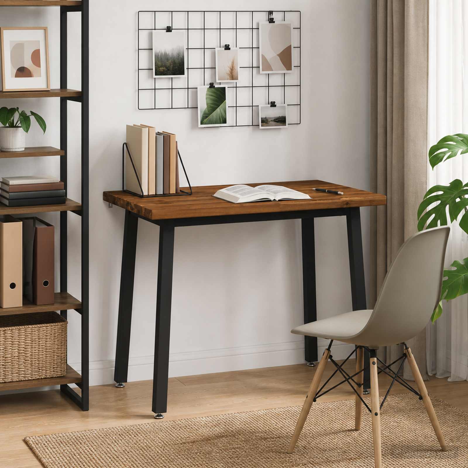 vidaXL 90 x 55 x 75 cm Lite Drewno Akacji Naturalny i czarny